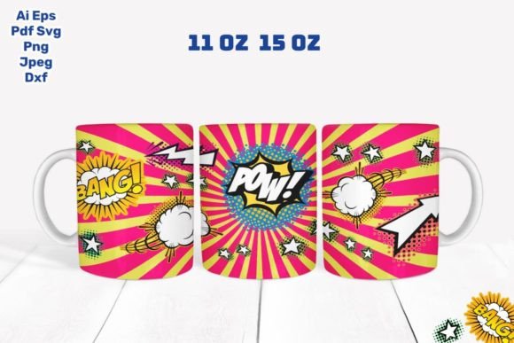 11 Oz 15 Oz Mug Wrap Comics Holiday SVG
