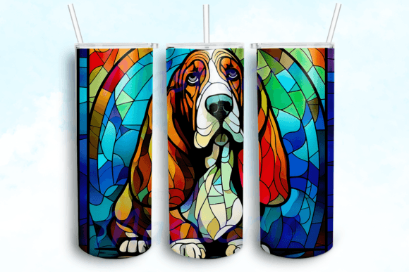 Basset Hound Tumbler Sublimation Design