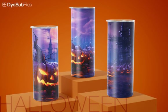Creepy Halloween Pumpkin Tumbler Wrap