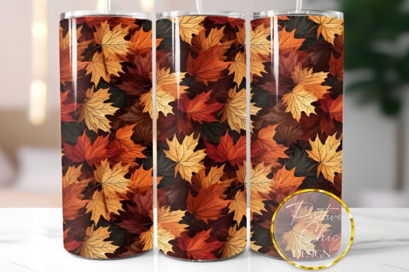 Fall Leaves Tumbler Wrap Sublimation PNG