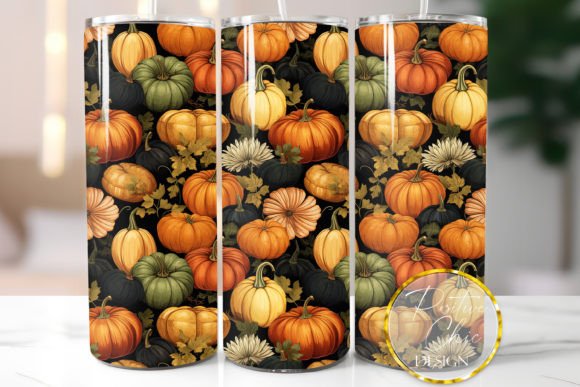 Fall Pumpkins Tumbler Wrap Seamless PNG