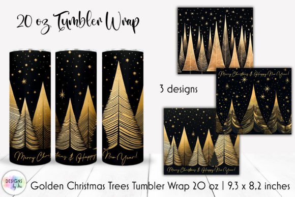 Golden Christmas Trees Skinny Tumbler