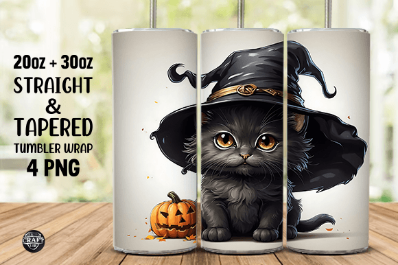 Halloween Black Cat Tumbler Design Wrap