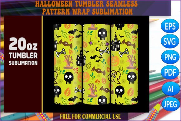 Halloween Tumbler Seamless Pattern Wrap