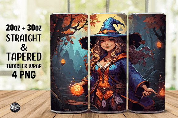 Halloween Witch Design Tumbler Wrap PNG