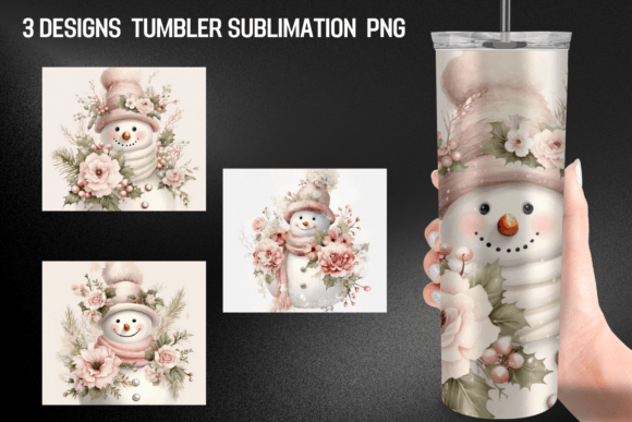 Pink Pastel Vintage Snowman Tumbler Wrap