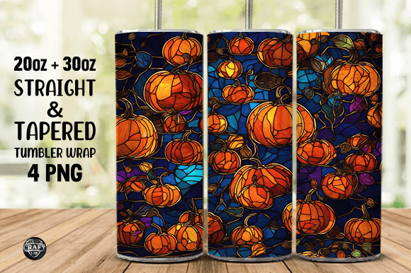 Pumpkin Stained Glass Background Tumbler