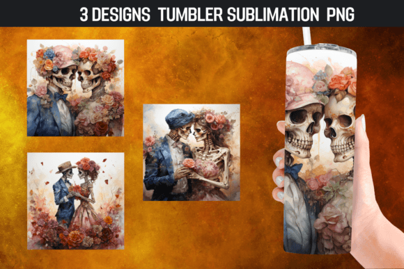 Skeleton Couple Halloween Tumbler Wrap