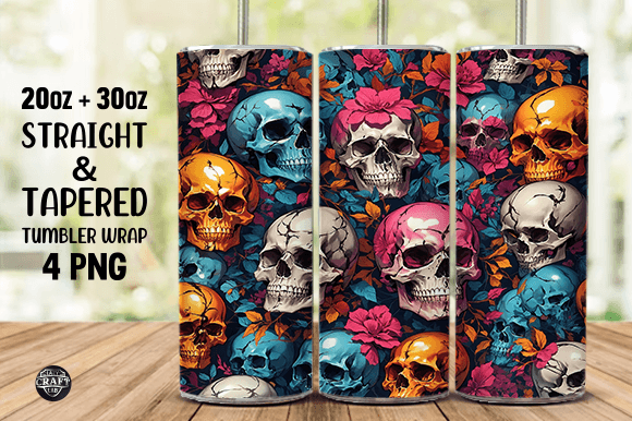 Skull Pattern Tumbler Design Wrap 20oz
