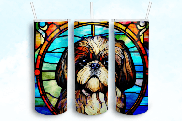 Stained Glass Pekingese Tumbler PNG