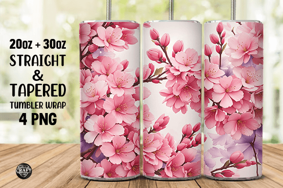 Tumbler Wrap Design 20oz Cherry Blossom