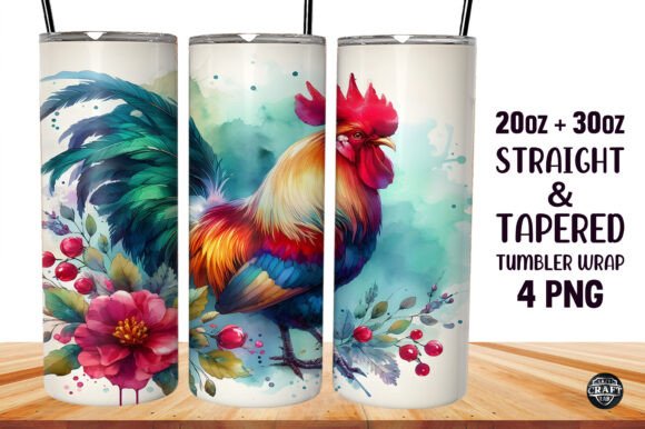 Tumbler Wrap Watercolor Cock