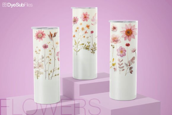 Vintage Pink Flowers 20oz Tumbler Wrap