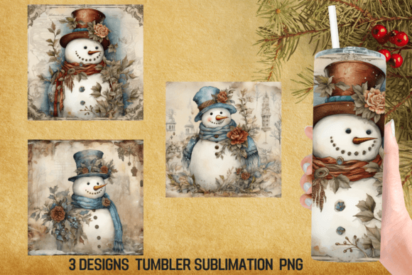 Vintage Snowman Tumbler Wrap Sublimation