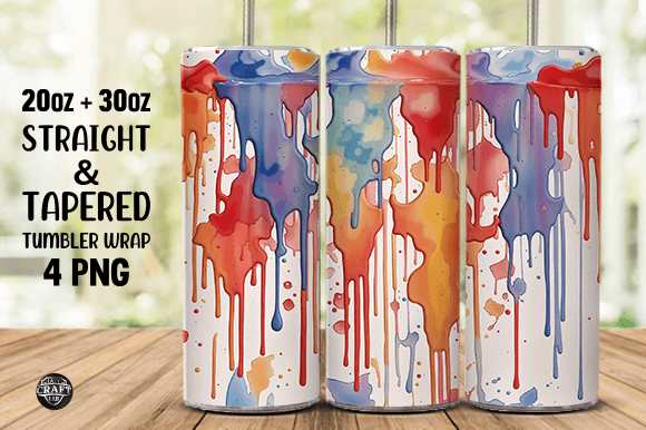 Watercolor Dripping Tumbler Wrap 20oz Su