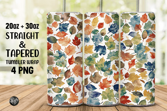 Watercolor Scattered Tree Leaves Tumbler