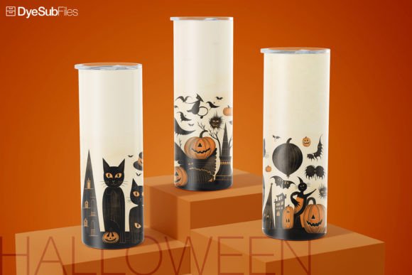 Whimsical Halloween Cat Tumbler Wrap